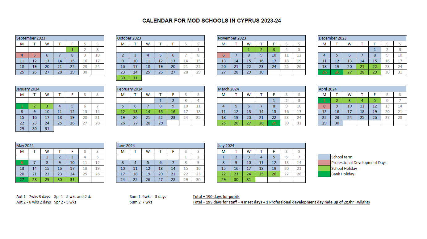 Episkopi Primary School - Term Dates 2022/23, 2023/24